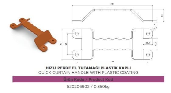 HIZLI PERDE EL TUTAMAGI PLASTIK KAPLAMALI